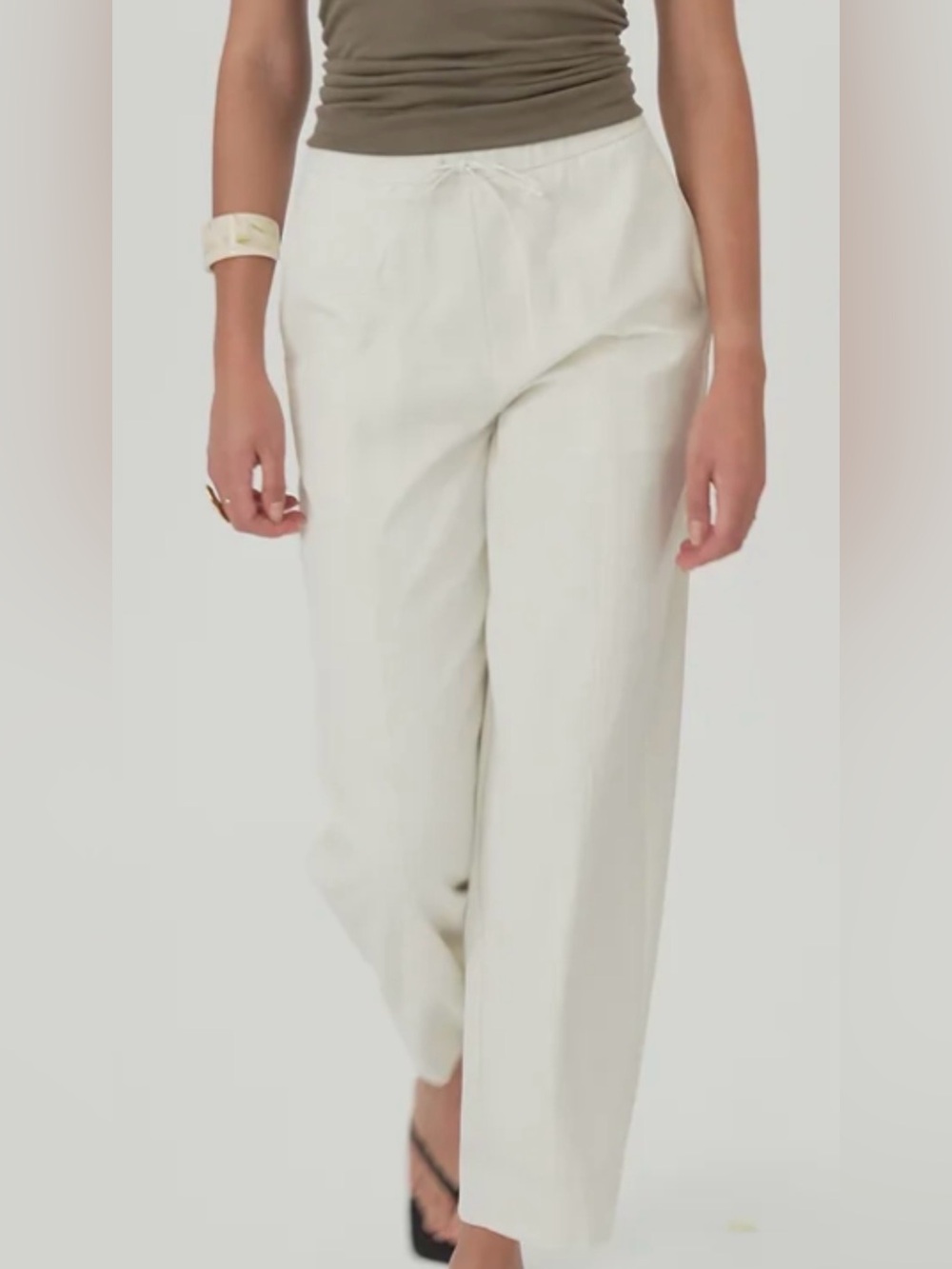 NEW OGL Breathable Linen Like Summer Travel Pant Barrel Leg Cream Color Size XL